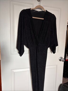 Fashion Nova Black Sparkle Midi Dress